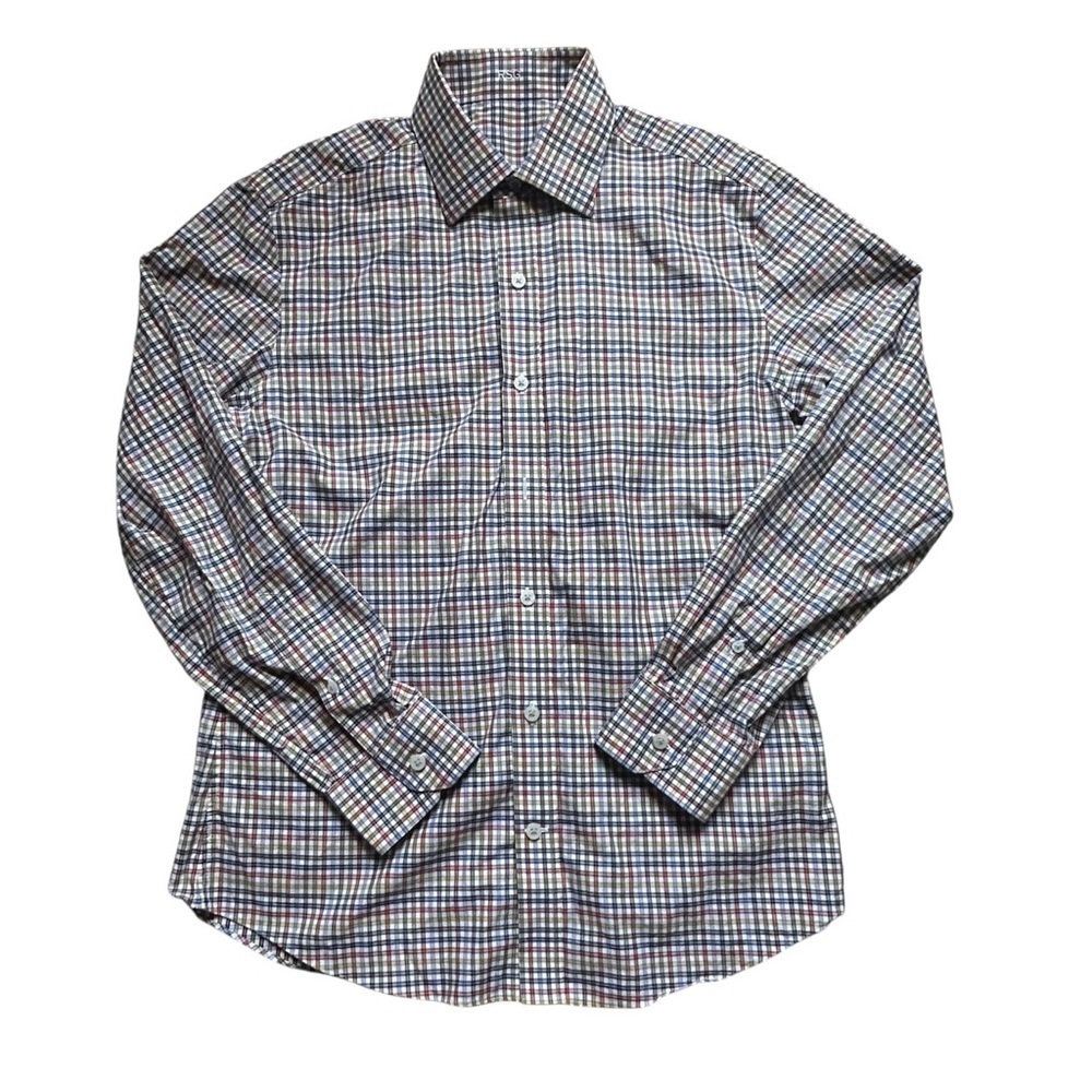 J. Hilburn Men’s Plaid Dress Shirt Tailored Fit Italian Cotton Long Sleeve